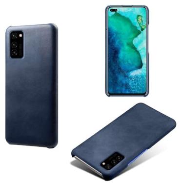 Imagem de Capa para Honor V30,Proteção contra quedas,Casca de volta de cor sólida simples,Design de couro de imitação de plástico-Blue