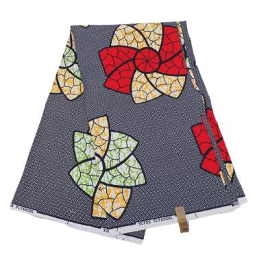 Imagem de Asixxsix Tecido africano batik de 6 metros, tecido africano de poliéster com estampa Ankara em ambos os lados e belo padrão, para vestidos de festa, artesanato e DIY.