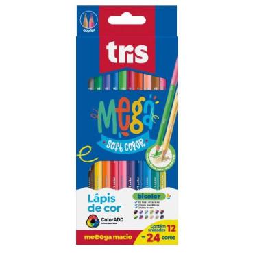 Imagem de Lápis de Cor Tris Mega Soft Color Bicolor 24 Cores 12 Unid.