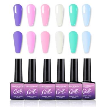 Imagem de Esmalte de gel, 6 kits de cores, esmalte de gel brilhante de longa duração, conjunto de esmaltes de gel profissional para unhas de salão de beleza DIY para iniciantes