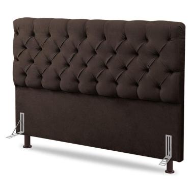 Imagem de Cabeceira Cama Box Solteiro Lylla 90cm Capitonê Com Frame Sintético Marrom - Desk Design