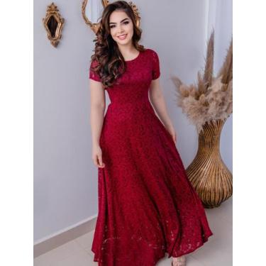 Imagem de Vestido Longo Soltinho Manga Curta Festa Romantico Casamento - Fashion