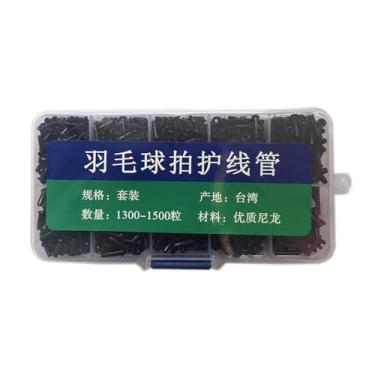 Imagem de simhoa Kit sortido de ilhós para raquete de badminton com protetores de corda de vários tamanhos e furos duplos simples, Preto