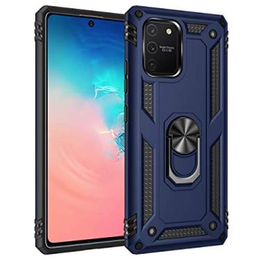 Imagem de SORAKA Capa para Samsung Galaxy S10 Lite com suporte de anel capa armadura para Samsung Galaxy S10 Lite capa traseira de policarbonato rígido macio com placa de metal para telefone magnético suporte