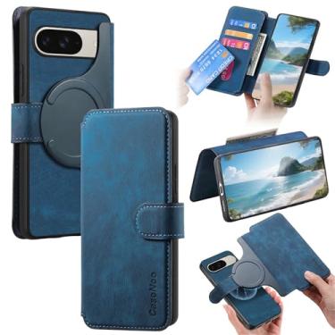 Imagem de Ephoou Capa carteira destacável para Google Pixel 10 Pro XL com 4 compartimentos para cartão, 2 em 1 capa flip flip de couro PU magnética retrô para Google Pixel 10 Pro XL CMG-azul
