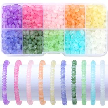 Imagem de Guoxin 800 peças de contas de vidro de abaco para pulseira, pingente de cristal Rondelle, contas espaçadoras para mulher, colar faça você mesmo, kit de fabricação de joias artesanais, 3 x 6 mm (JAD)