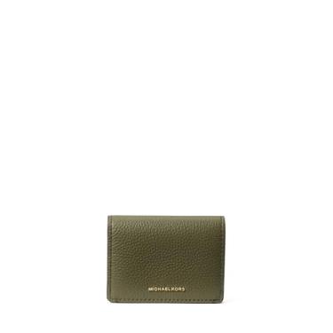 Imagem de Michael Kors Estojo para cartão Jet Set com aba pequena, ferragens douradas/couro seixo/hera