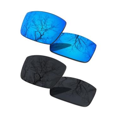 Imagem de ToughAsNails 2 pares de lentes polarizadas de substituição para Oakley Gascan OO9014 preto e azul gelo