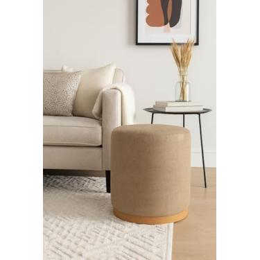 Imagem de Puff Redondo Grande em Linho Bege Decor - Kazza Shop
