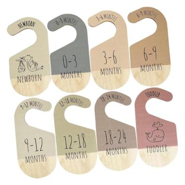 Imagem de menolana 8x Divisores de armário de bebê, organizadores de cabides de guarda-roupa de bebê, etiquetas de tamanho dupla face para pendurar em madeira, decoração