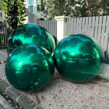 Imagem de Bola de espelho inflável grandes bolas brilhantes herméticas para pendurar e ficar em pé, esfera grande selada de PVC para eventos e festas de palco, publicidade, decoração de shows (1 peça verde