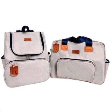Imagem de Kit 2 Peças Bolsa Mochila Maternidade Linho Premium 2 Peças Impermeáve