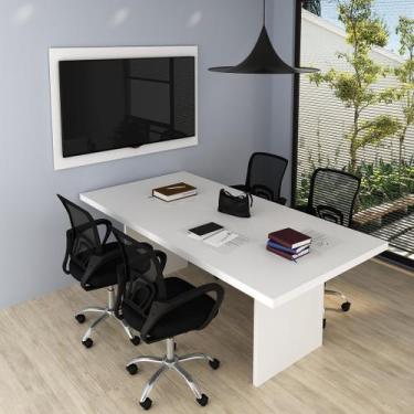 Imagem de Conjunto de Escritório com Mesa de Reunião 100x200cm MDP Branco Tecnom