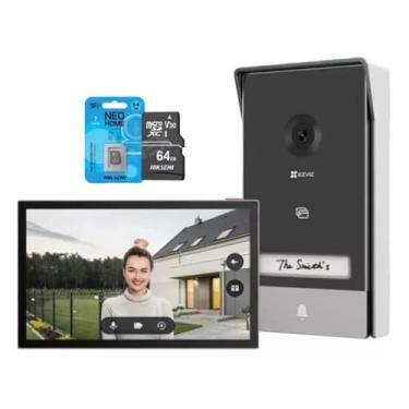 Imagem de Kit Video porteiro Inteligente HP7 2K com Tela 7” Bivolt IP65 + Cartão de Memória 64GB – Segurança Residencial com Visualização em Alta Definição
