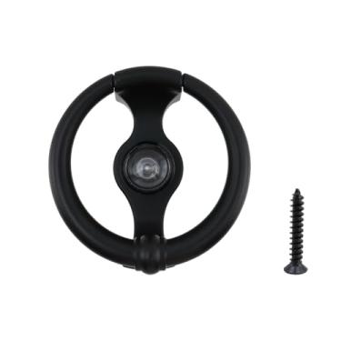 Imagem de Savagrow Anel minimalista de liga de zinco com diâmetro de 9,8 cm, aldrava de porta com olho mágico para portas, preto