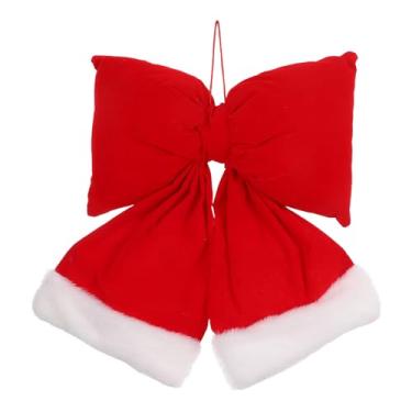 Imagem de Cabilock Laço de Natal vermelho grande, enfeite de pingente de laço de veludo macio para decoração de janela de guirlanda de árvore de Natal, laço de decoração de Natal de 35,5 cm para festas e lojas