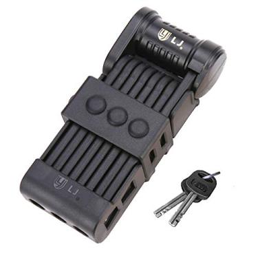 Imagem de LJ LihJaw Cadeado dobrável para bicicleta, resistente, antifurto, 8 juntas, trava de corrente de liga de aço com suporte de armazenamento, trava dobrável portátil, trava de segurança compacta para
