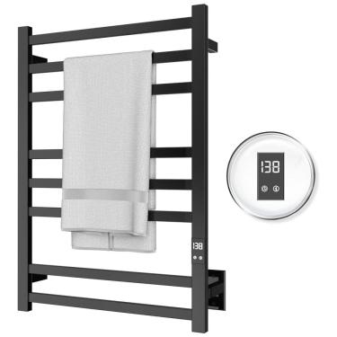 Imagem de Aquecedor de Toalhas 8 Barras com Aquecimento Rápido, Timer de Desligamento Automático, Acabamento Preto Fosco,Opções com Fiação