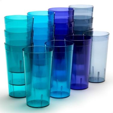 Imagem de Betta Copo de pedra de 590 ml - Conjunto marinho, 16 unidades, copos de acrílico, livre de BPA, inquebrável e superior para lava-louças, copos de água empilháveis de plástico empilháveis