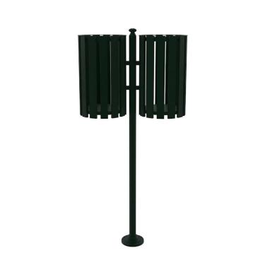 Imagem de Lixeira de Rua Pátios Parques Dupla Tubular Verde 151cm