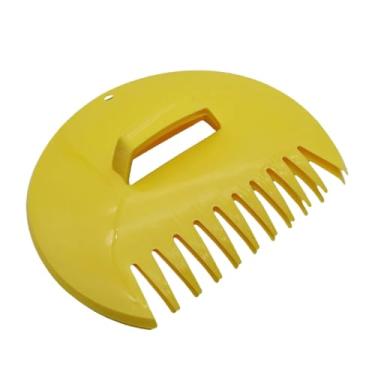 Imagem de Baoblaze Coletores de folhas, pás de folhas, leves, limpam e coletam, ancinhos manuais versáteis, ferramentas de jardinagem para trabalhos no quintal, resíduos, Amarelo Redondo