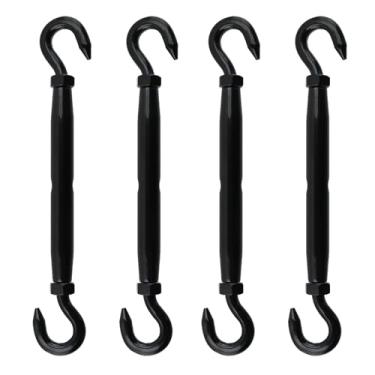 Imagem de Antrader Esticador e gancho, 4 peças M8 gancho duplo tensor de cabo tensor de aço inoxidável tensor preto para tensão de corda de fio
