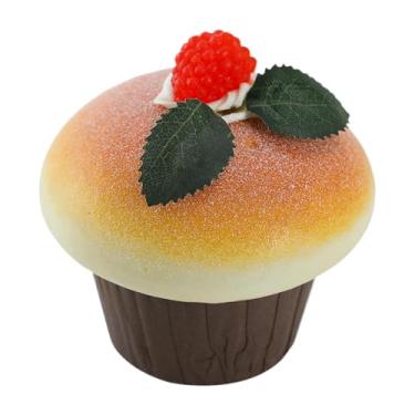 Imagem de Wswqop Modelo de Bolo Artificial, Enfeite Realista, Adereços de Decoração, Bolo de Simulação, Suporte de Exibição de Cupcake Artificial para Festa Festiva, Framboesa Vermelha, Tamanho real