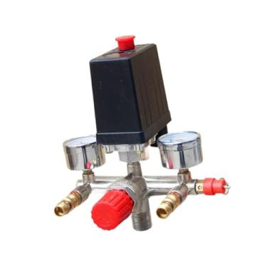 Imagem de Generic Manômetros para Válvulas de Pressão de Compressor, Tubo de Saída Dupla Vertical com Indicador de Pressão, Acessórios Redutores de Pressão