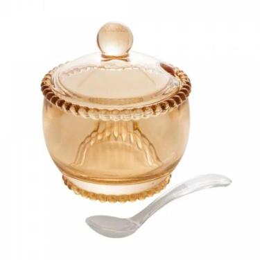 Imagem de Açucareiro de Cristal com Colher Pearl Âmbar 10x11cm - Wolff