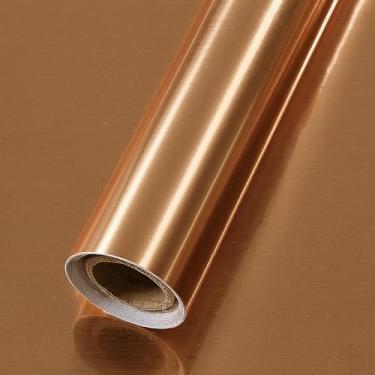 Imagem de Papel de parede autoadesivo 15,7 x 299,7 cm papel de contato metálico, 2 rolos de papel de parede à prova d'água para mesa, armário, artesanato DIY, decoração de casa (ouro rosa 02)