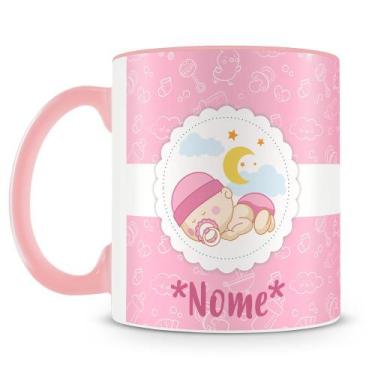 Imagem de Caneca Batizado Rosa Personalizada com Foto e Nome - Amo Canecas