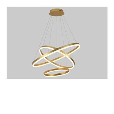 Imagem de Candeeiros, lustres, anéis modernos, candelabro LED de para escada, candeeiro suspenso reemimalista dourado, candeeiro de teto de luxo para interiores.