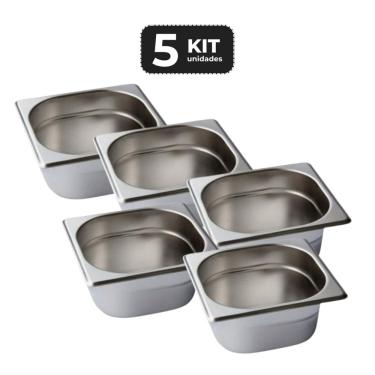 Imagem de Kit 5 Cuba Sem Alca Inox 1/6 Gn 65 Para Buffet