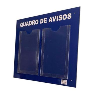 Imagem de Quadro Aviso Gestão Á Vista 2 Displays A4 ACM Azul Painel Mural Organi