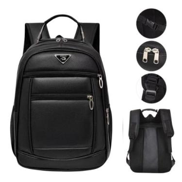 Imagem de Mochila Mala Couro Média Elegante Universitária Unissex Reforçada Com 