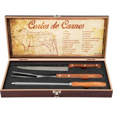 Imagem de Kit Churrasco (4Pc)Aço Inox Com maleta Vonder