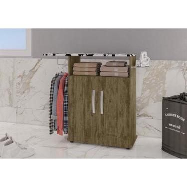 Imagem de Tábua de Passar Roupa com Armário 2 Portas Prateleira Suporte Para Fer