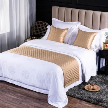 Imagem de Cobertor de cama com forro de algodão rômbico, cachecóis de cama, corredores de cama, colcha decorativa, corredores de cama king, para capa solteiro casal king size ouro champanhe||50 * 240 cm para