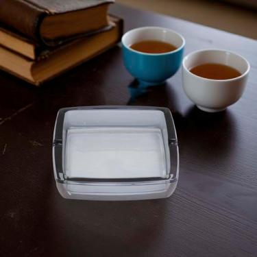 Imagem de Generic 1 cinzeiro pequeno quadrado de vidro azul claro 10,7 x 10,7 x 2,5 cm