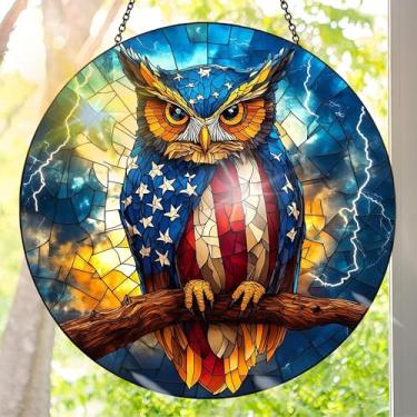 Imagem de Acrílico colorido Suncatcher, decoração de janela suspensa de pássaros com design de vitral impresso, apanhador de sol, arte de parede de arco-íris, ideia de presente e ornamento de jardim, uso