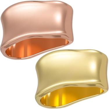 Imagem de Winsyison 2 anéis de lenço de seda, clipes de xale de seda de metal, cachecol geométrico minimalista, fivela deslizante, broches, acessórios de roupas para mulheres - ouro rosa e ouro