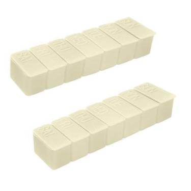 Imagem de 2 organizadores semanais de comprimidos pequenos, estojo de comprimidos para 7 dias, caixa diária de vitaminas, recipientes para comprimidos para suplementos medicinais, óleo de peixe bege