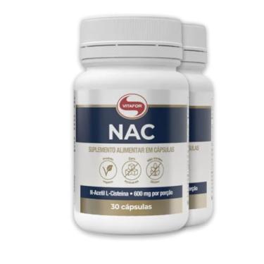 Imagem de NAC N-Acetil L-Cisteína Vitafor 600mg 30 Cápsulas | Kit 2 + PORTA CÁPSULAS