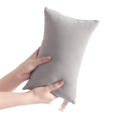 Imagem de Travesseiro pequeno, 1 pacote com almofada alternativa de 18 x 28 cm, lavável na máquina - travesseiro pequeno macio e respirável, cinza claro