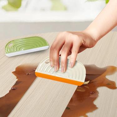 Imagem de 2 peças de mini rodo de mão para uso doméstico, raspador de limpeza de silicone com suspensão, raspador de limpador de água simples para limpeza (amarelo + verde)