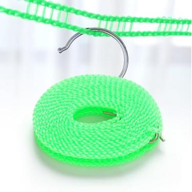 Imagem de Varal portátil para uso interno e externo, corda de secagem durável e antiderrapante para viagens, acampamento e casa, verde