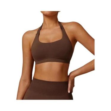 Imagem de Top De Ginástica Sem Costura Para Mulheres, Sutiã Esportivo Sem Costas
