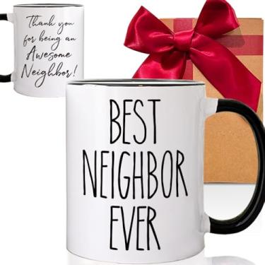 Imagem de CATABUBU Caneca Best Neighbor Ever Farewell Presentes para vizinhos, presente de inauguração de casa nova para vizinhos, presente de agradecimento para compradores de casa, presentes de caneca de