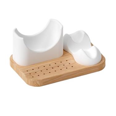 Imagem de KiBcsLic Suporte de madeira para brocas de unhas com 24 furos, base de madeira, organizador de ferramentas de manicure de fácil acesso para salão de beleza.