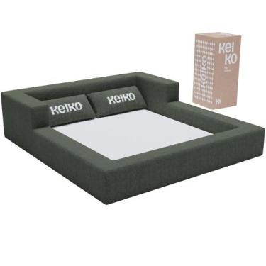 Imagem de Cama Montessoriana Casal Aconchego 100% Espuma Boucle Verde Militar Ke
